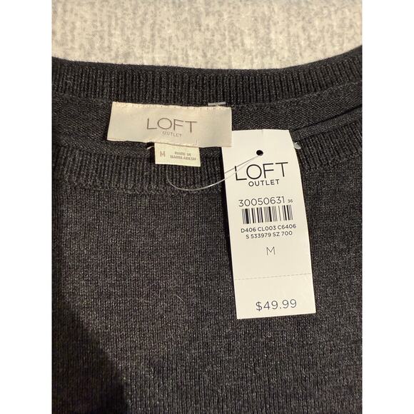 Loft Outlet Sz M Gray Textured Sleeves Sweater New With Tag Size M | NWT - Picture 4 of 6